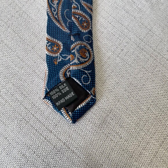 Tattersal London Blue Paisley Men’s Tie. 100% Silk - Picture 3 of 11